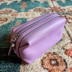 Henri Bendel Purple Leather Makeup Bag